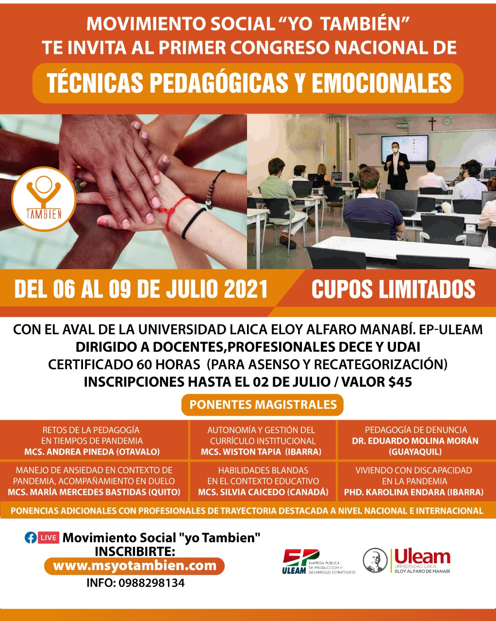 PRIMER CONGRESO NACIONAL DEL TÉCNICAS PEDAGÓGICAS Y EMOCIONALES Movimiento Social Yo Tambien